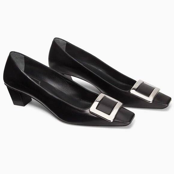 ROGER VIVER Decollete Belle Square Toe 45mm Heel Classic Pumps \\ 41.5 - Picture 1 of 14